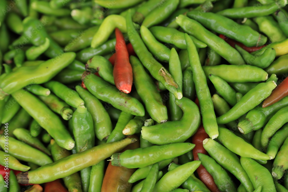 green peppers on the market