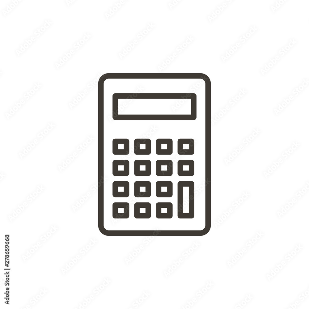 Calculator Icon. Vector thin line illustration for mathematics, economics, algebra, business, calculating and other concepts related with numbers, finance or payments Calculator Icon. Vector thin line illustration for mathematics, economics, algebra, business, calculating and other concepts related with numbers, finance or payments