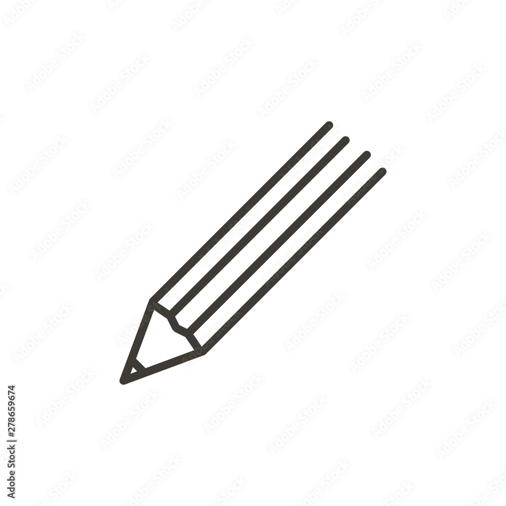 Modern vector thin line icon illustration of a pencil. Object related with arts, creativity, education, research, information and knowledge Modern vector thin line icon illustration of a pencil. Object related with arts, creativity, education, research, information and knowledge