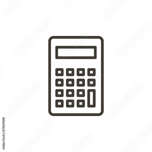 Calculator Icon. Vector thin line illustration for mathematics, economics, algebra, business, calculating and other concepts related with numbers, finance or payments
