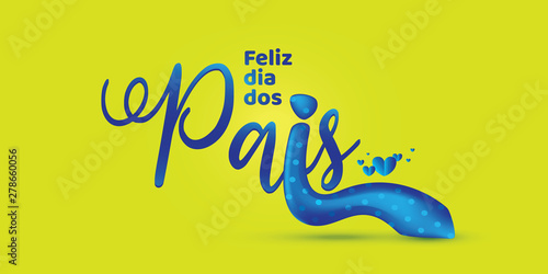 Portuguese Father’s day lettering. Brazilian August Celebration. Typographic Vector Art. Colorful composition.