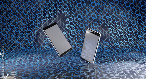 two mobile phones hexagonal...