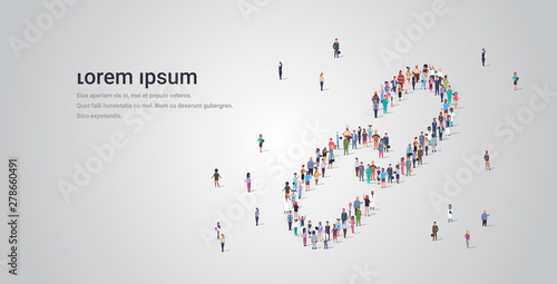 people crowd gathering in link icon shape social media community concept different occupation employees group standing together full length horizontal copy space photo