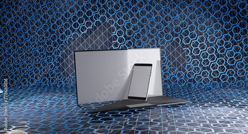 computer mobile phone hexag...