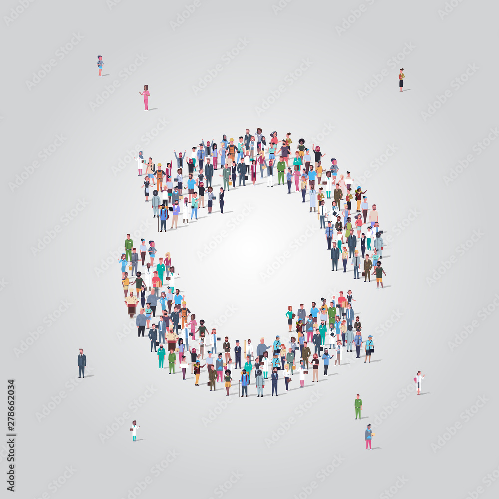 people crowd gathering in refresh circle arrows shape social media community update reload concept different occupation employees group standing together full length people crowd gathering in refresh circle arrows shape social media community update reload concept different occupation employees group standing together full length