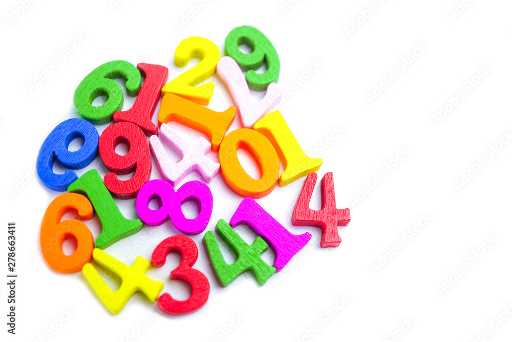 Fototapeta premium Math Number colorful on white background : Education study mathematics learning teach concept.