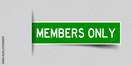 Label sticker green color in word members only that inserted in gray background