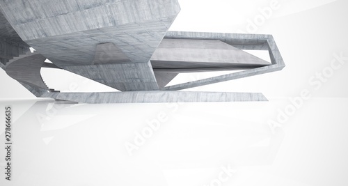 Abstract architectural concrete interior of a minimalist house. 3D illustration and rendering.