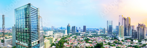 Jakarta city skyline with urban skyscrapers in the afternoon