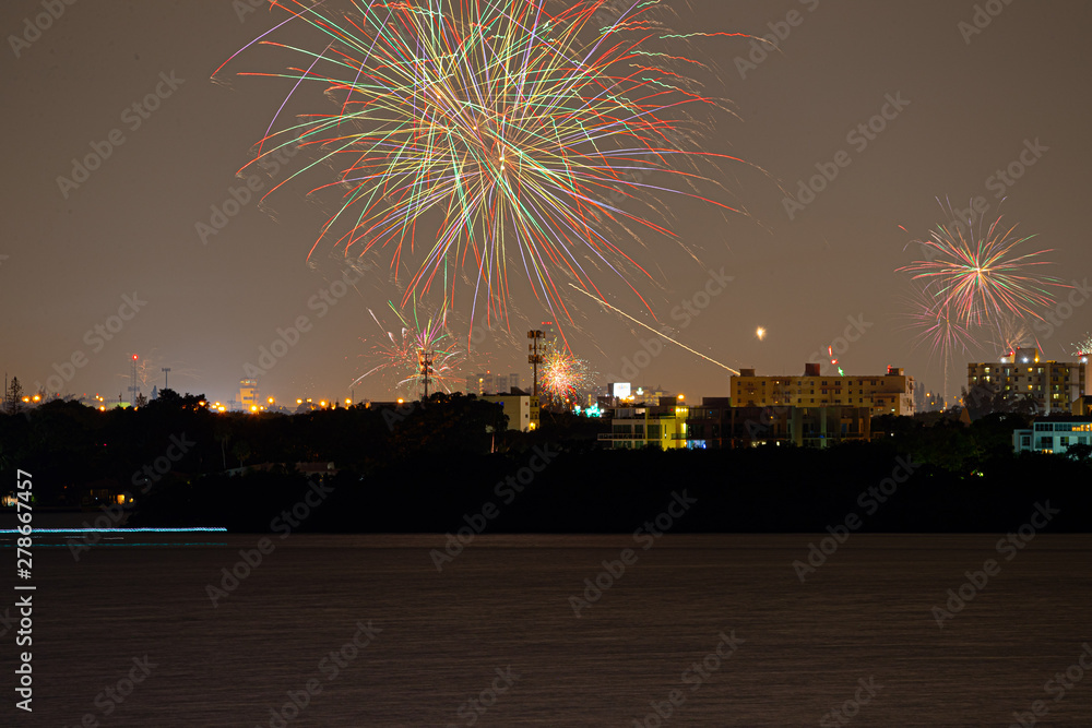 CITY AT NIGHT FIREWORKS july