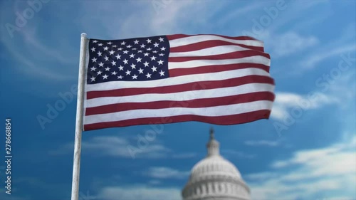 CGI 3D animation of the Star-spangled banner - the flag of the United States of America