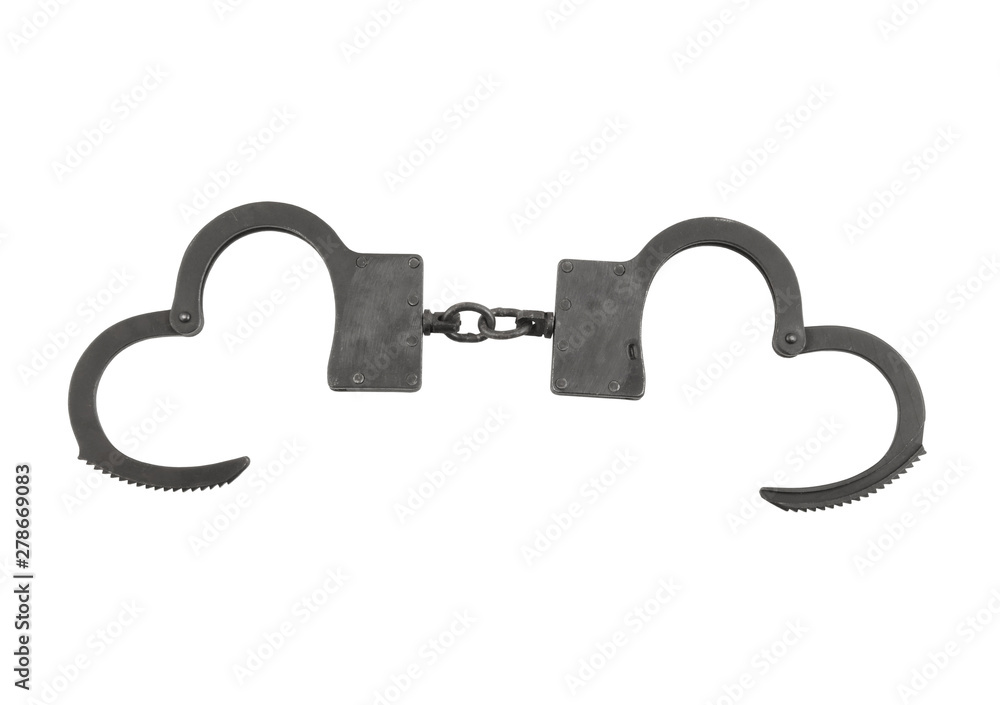Black handcuffs isolated on white background Black handcuffs isolated on white background