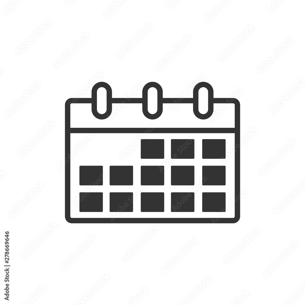 Calendar icon template color editable. Calender on the wall symbol vector sign isolated on white background. Simple logo vector illustration for graphic and web design. Calendar icon template color editable. Calender on the wall symbol vector sign isolated on white background. Simple logo vector illustration for graphic and web design.