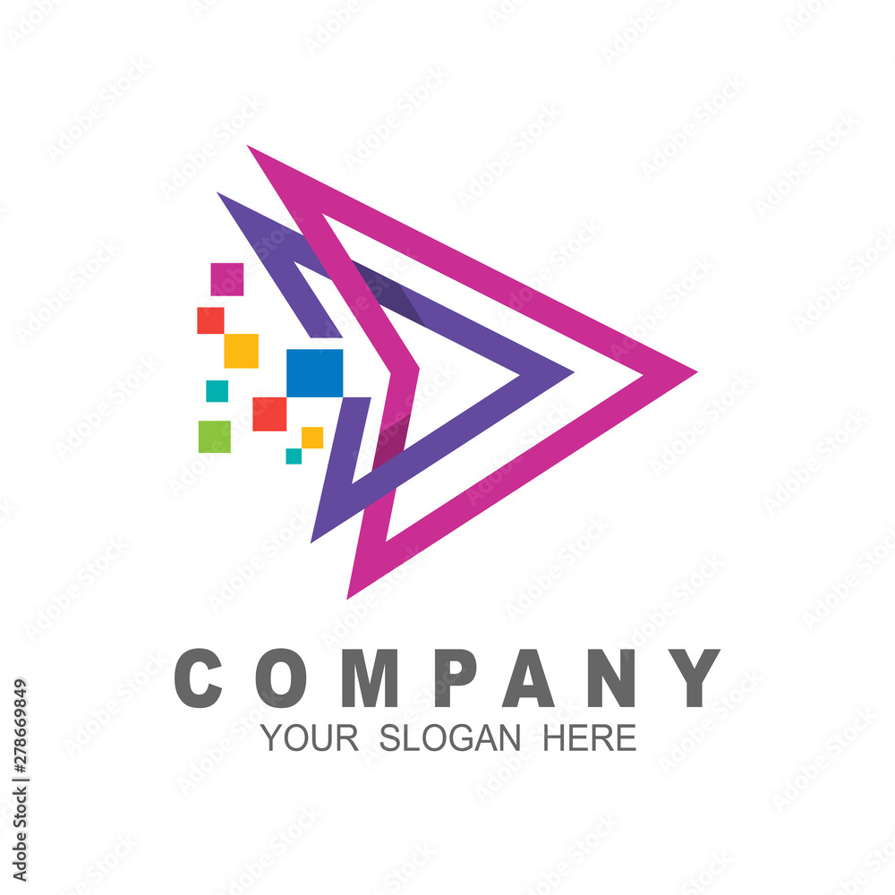 Abstract business logo icon design template with arrow, pixel icon Abstract business logo icon design template with arrow, pixel icon