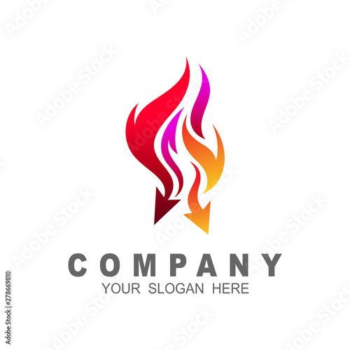 logo fire and arrow, fire icon , arrow symbol vector