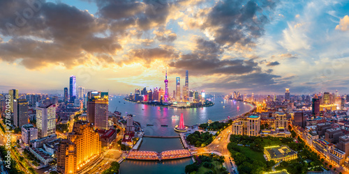 Shanghai skyline panoramic view at sunset,China © ABCDstock
