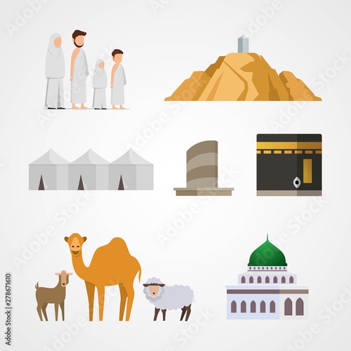 Hajj vector illustration Set for Infographic elements of Pilgrimage Illustration