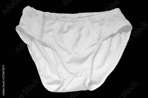 Man underwear white isolated on black background. Clipping path.