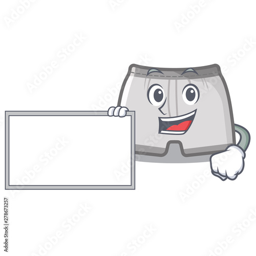 With board swimming trunks in the cartoon shape