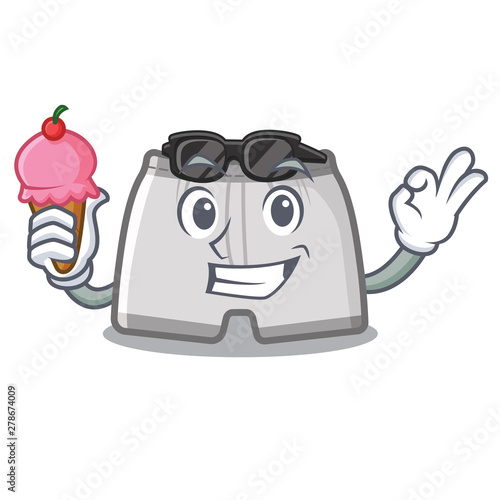 With ice cream swimming trunks isolated with the mascot