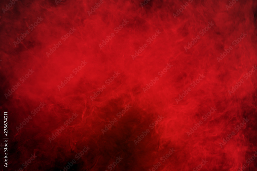 Abstract red smoke on black background. Red color clouds. 