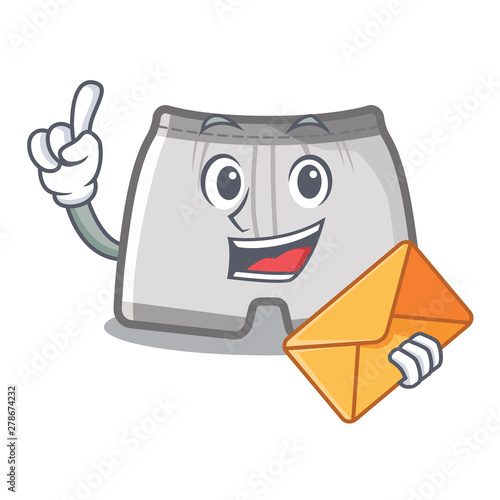 With envelope swimming trunks isolated with the mascot