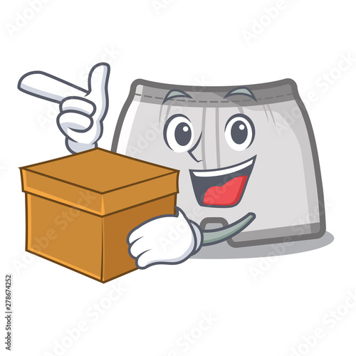 With box swimming trunks isolated with the mascot