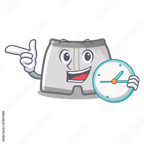 With clock swimming trunks isolated with the mascot