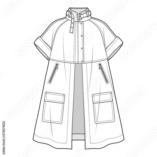 Outer Jacket fashion flat sketch template