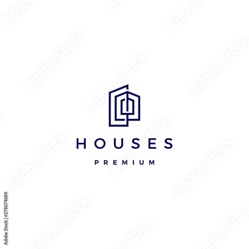 house home architect mortgage facade logo vector icon illustration line outline monoline