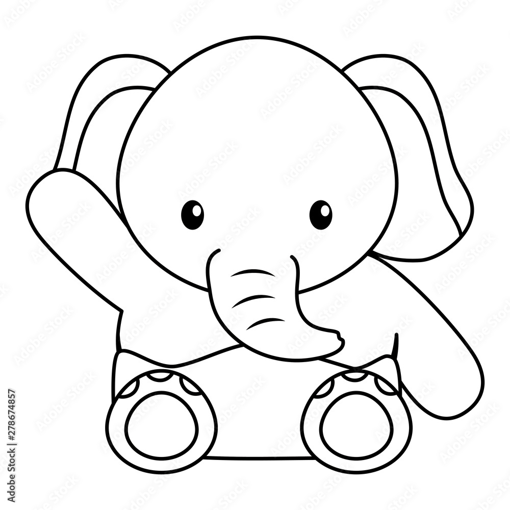 Fototapeta premium cute little elephant baby character