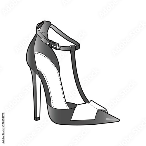 Shoes fashion flat sketch template