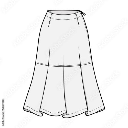 SKIRT fashion flat sketch template