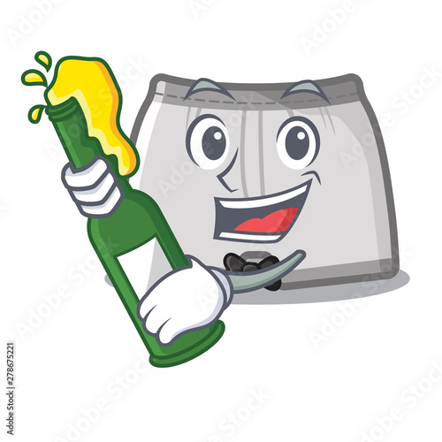 With beer swimming trunk in the cartoon locker