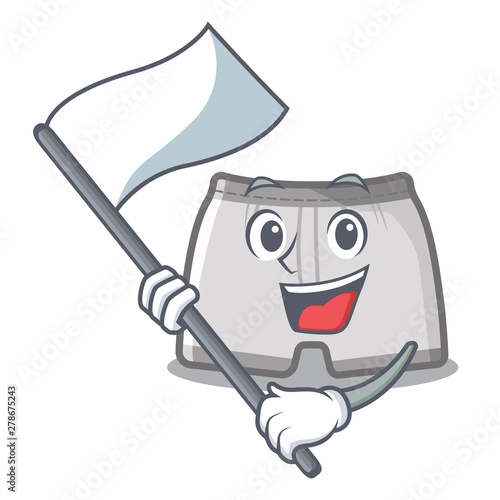 With flag swimming trunk in the cartoon locker