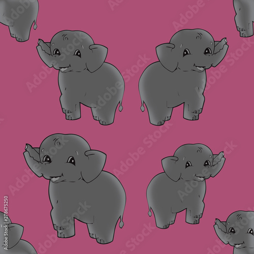 Fototapeta Naklejka Na Ścianę i Meble -  Seamless baby elephnat print