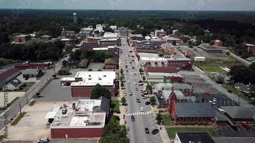 Aerial 4K Pullout overlooking Lincolnton NC photo