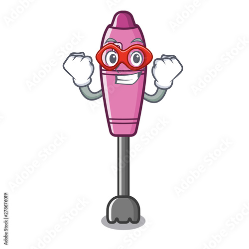 Super hero immersion blender placed in character box