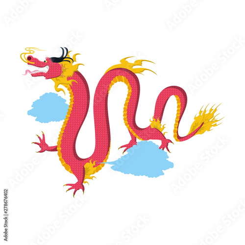 chinese dragon animal with clouds