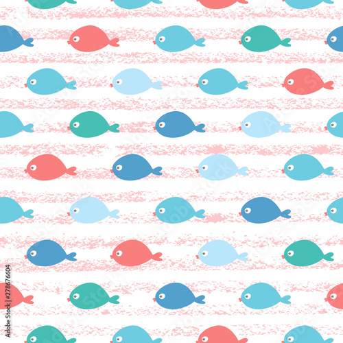 vector seamless pattern with fish