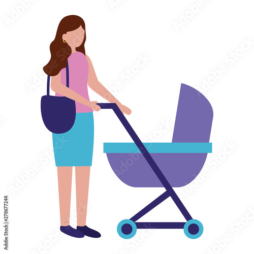 mother with baby pram maternity
