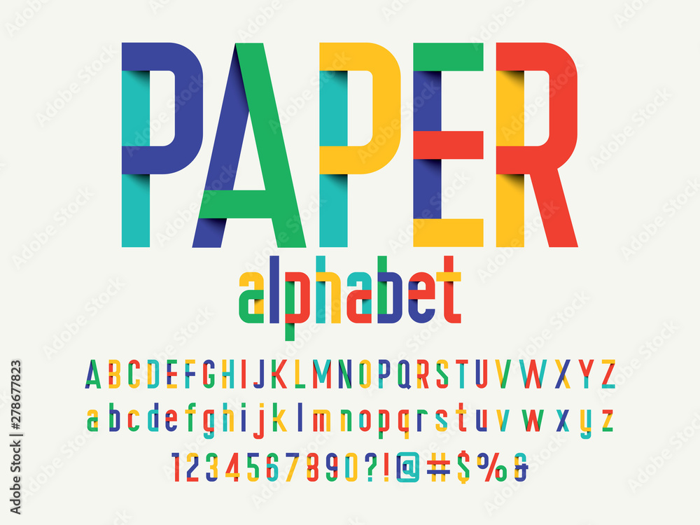 Paper folding origami style alphabet design - obrazy, fototapety, plakaty 