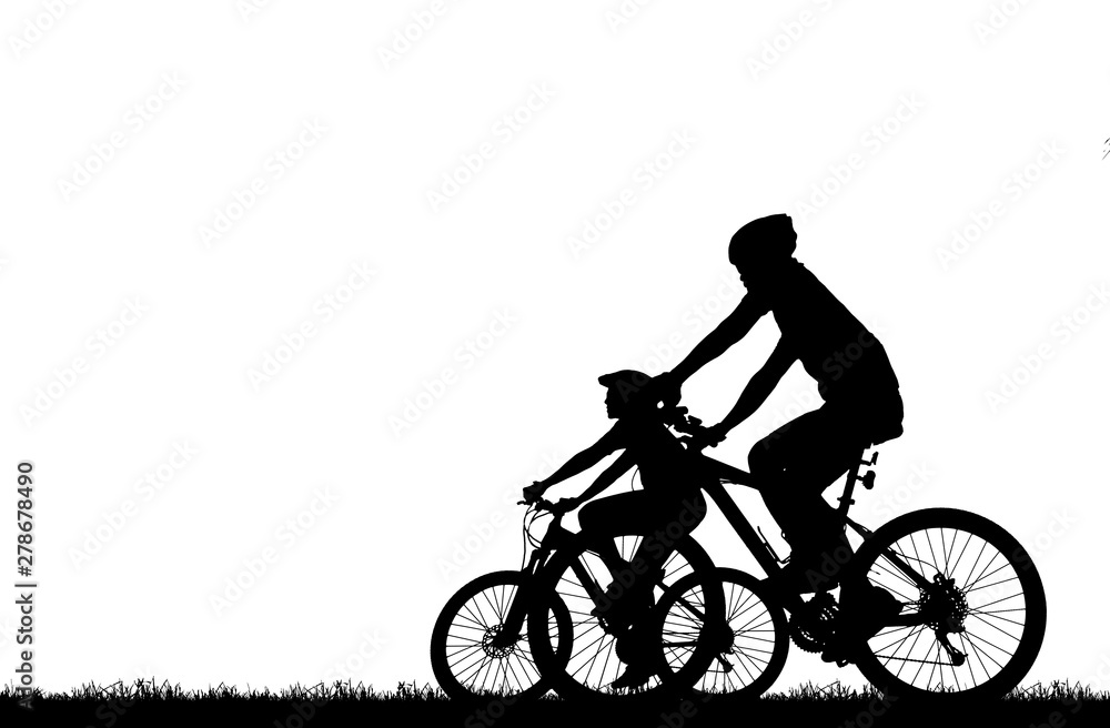 Fototapeta premium Cycling Silhouette on white background
