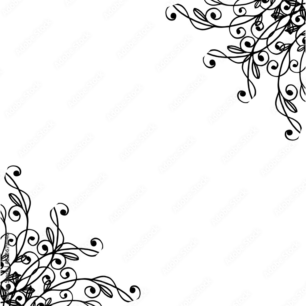 Black and white elegant leaves and flowers, various pattern card. Vector Black and white elegant leaves and flowers, various pattern card. Vector