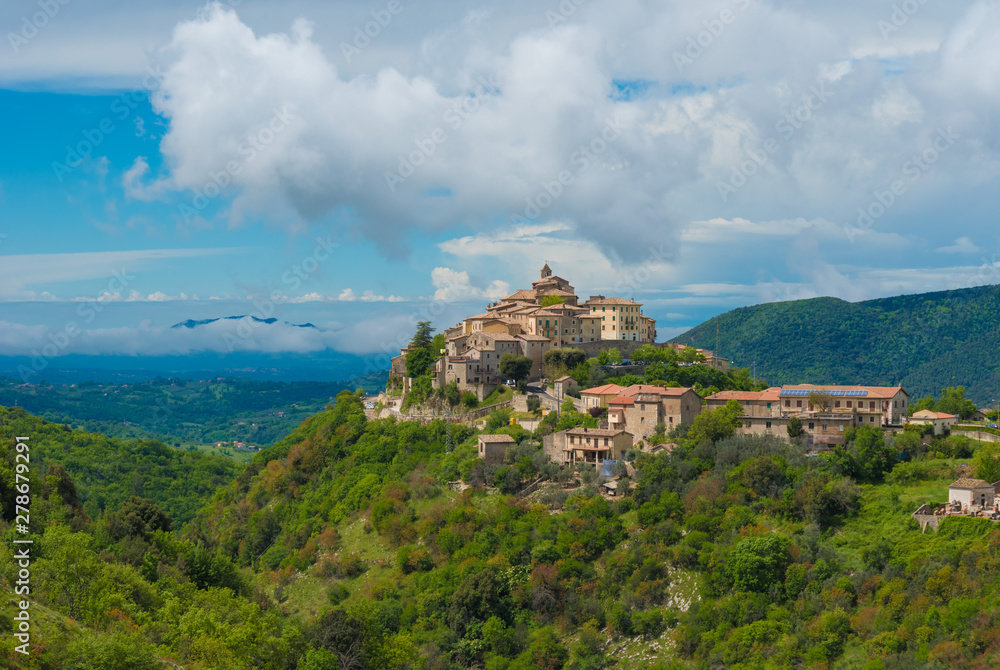 Cottanello (Rieti, Italy) - A very small and charming medieval village with stone hermitage on the Rieti hills, Sabina area, Lazio region, central Italy.