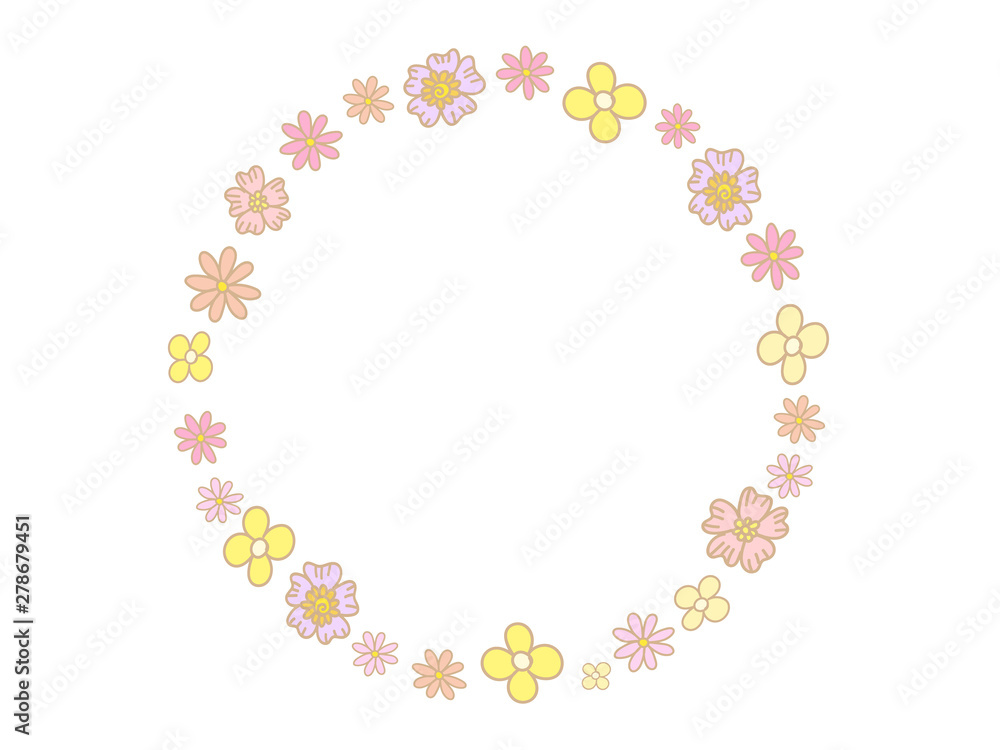 Floral circle frame, hand drawn template Floral circle frame, hand drawn template