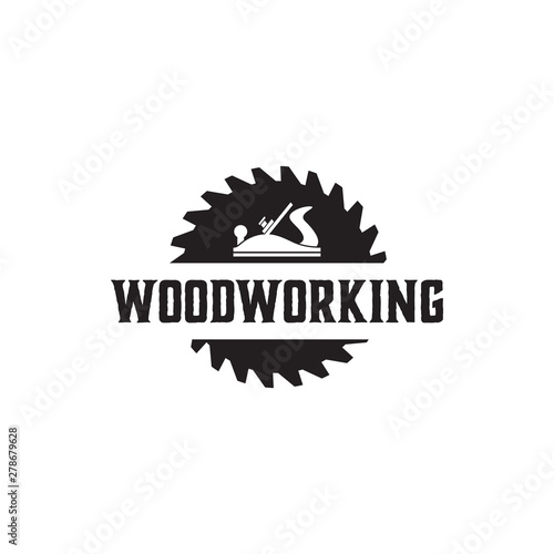 Woodworking gear logo design template vector element isolated
