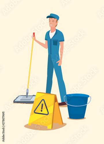 man cleaning products and supplies