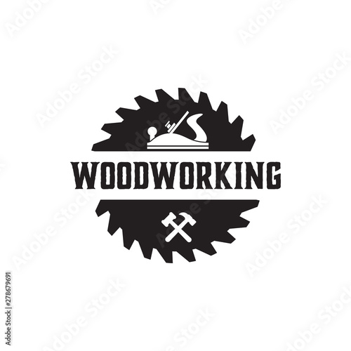 Woodworking gear logo design template vector element isolated