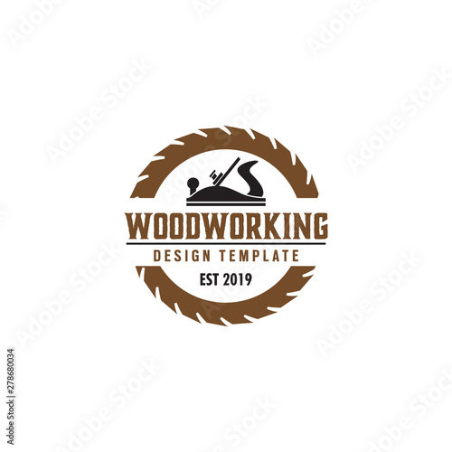 Woodworking gear logo design template vector element isolated